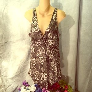Black and White Flower Silky Tunic